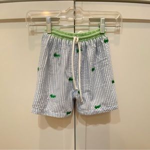 Smockingbird Seersucker Alligator Swim Trunks With Liner  Size 3